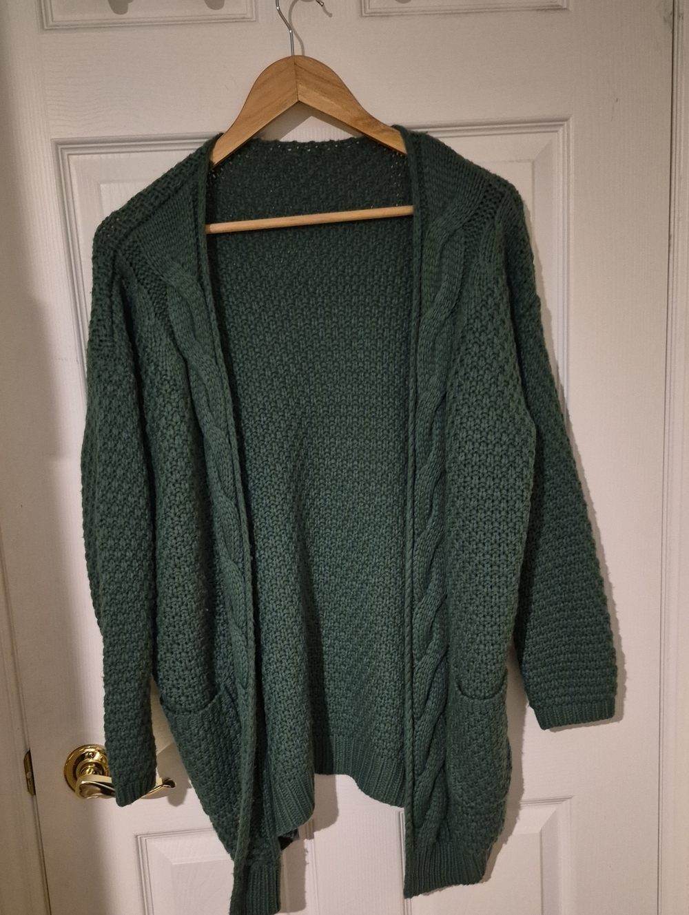 Wishlist Teal Green Chunky Wool Blend Cable Knit Cardigan | S/M